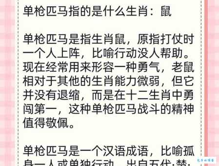 单枪匹马是哪个生肖？详解单枪匹马的生肖寓意