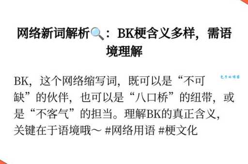 bk是什么意思 网络用语bk的常见含义解析