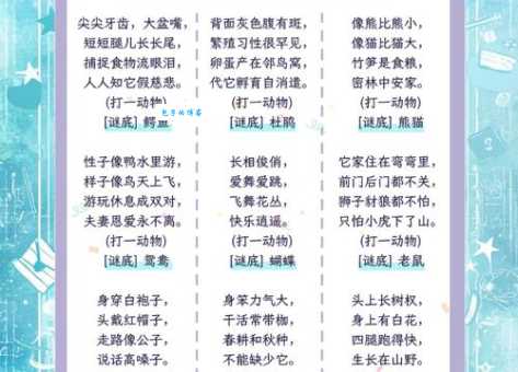 白叟黄童打一动物谜语解析一看就懂