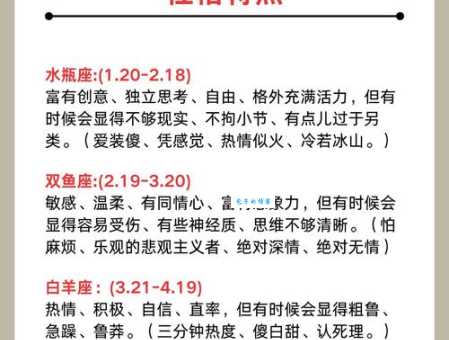 星座血型生肖帮你分析性格弱点(快速了解真实的自己！)
